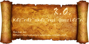 Köröskényi Osszián névjegykártya